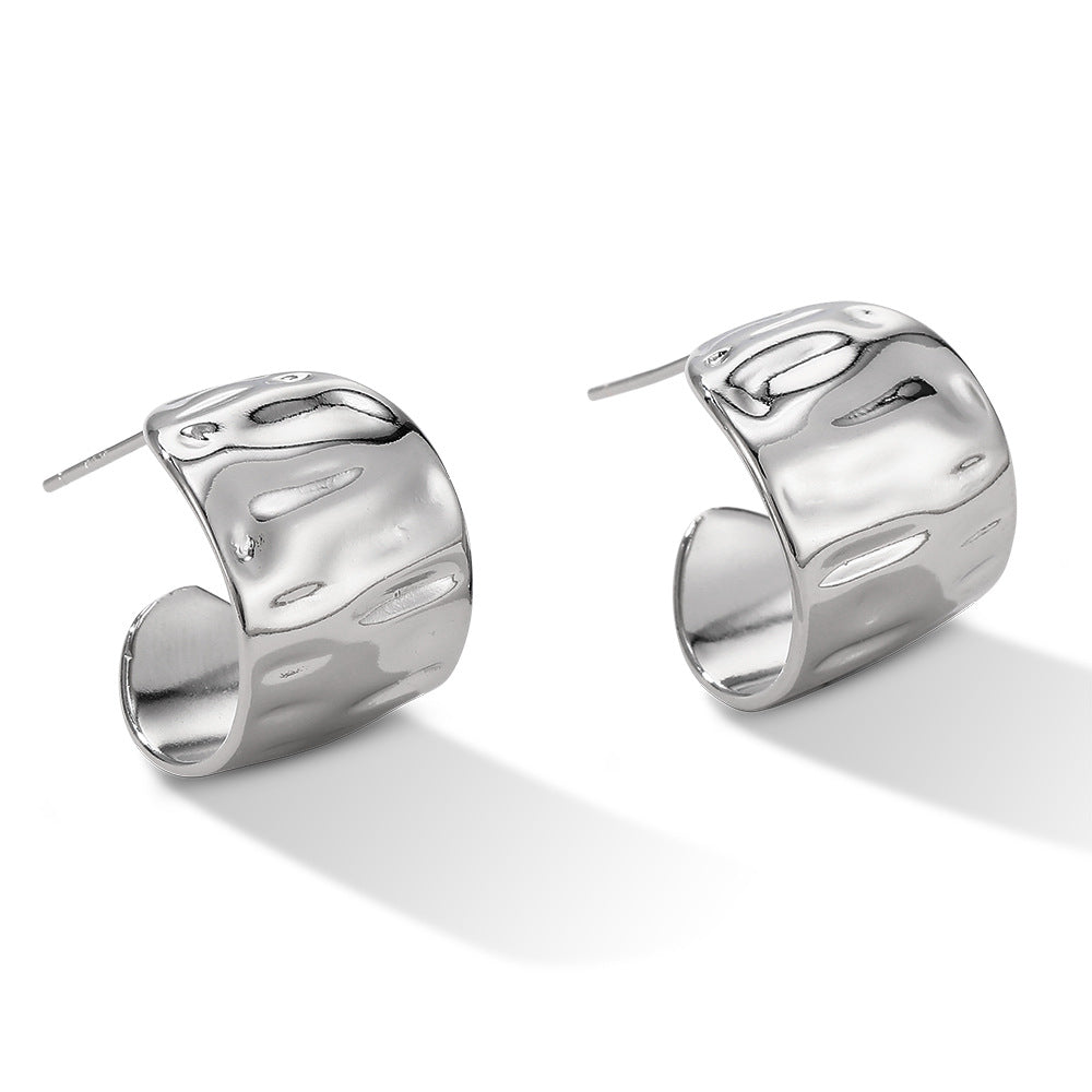 925 Silver Studs With textured crescent shape stud earrings