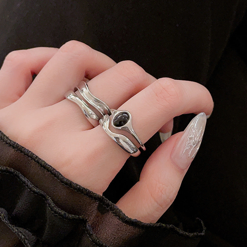 Black Onyx Double Stacking Ring