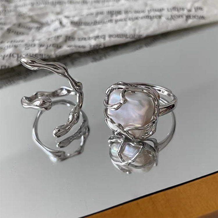 Irregular metal pearl opening rings