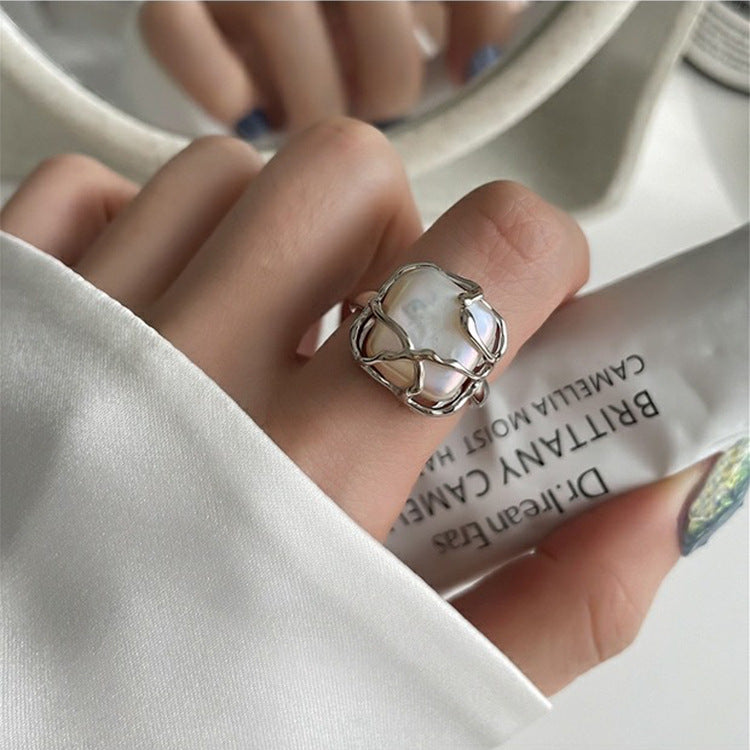 Irregular metal pearl opening rings