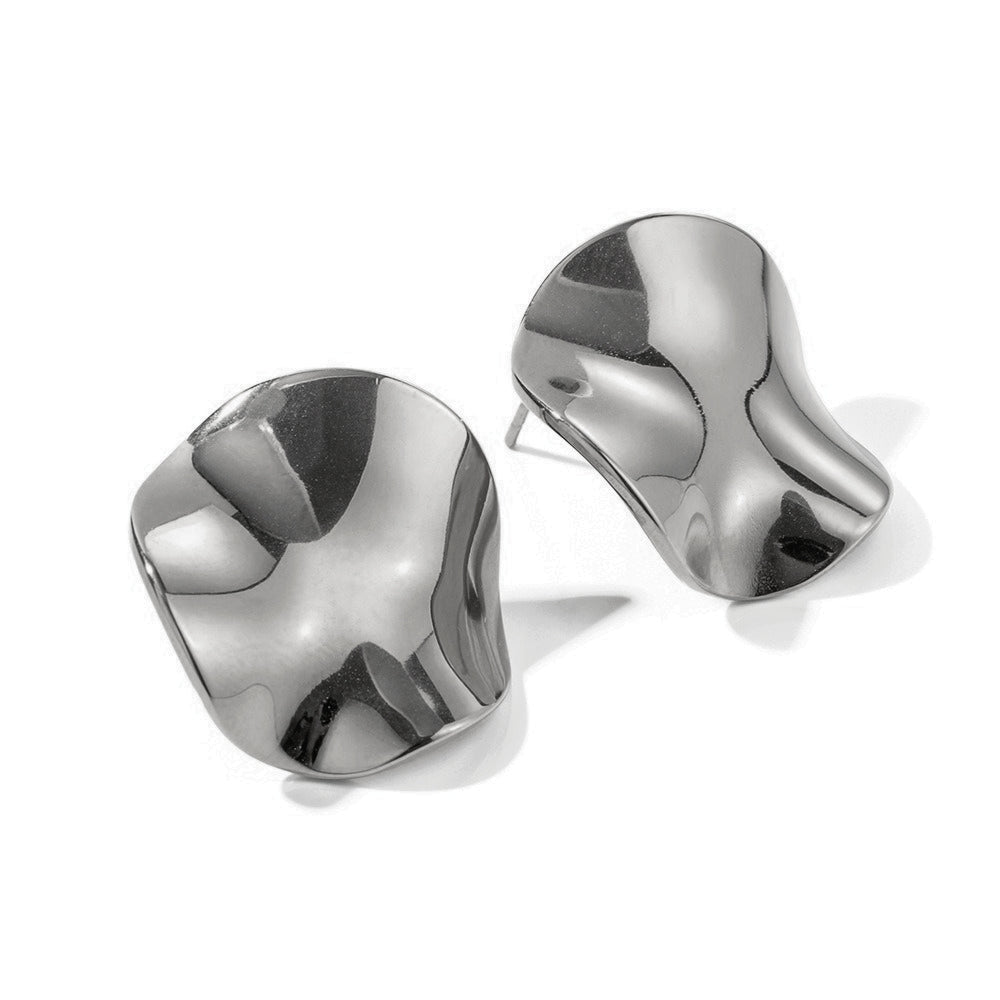 Minimalist Smooth Texture Pleated Earrings