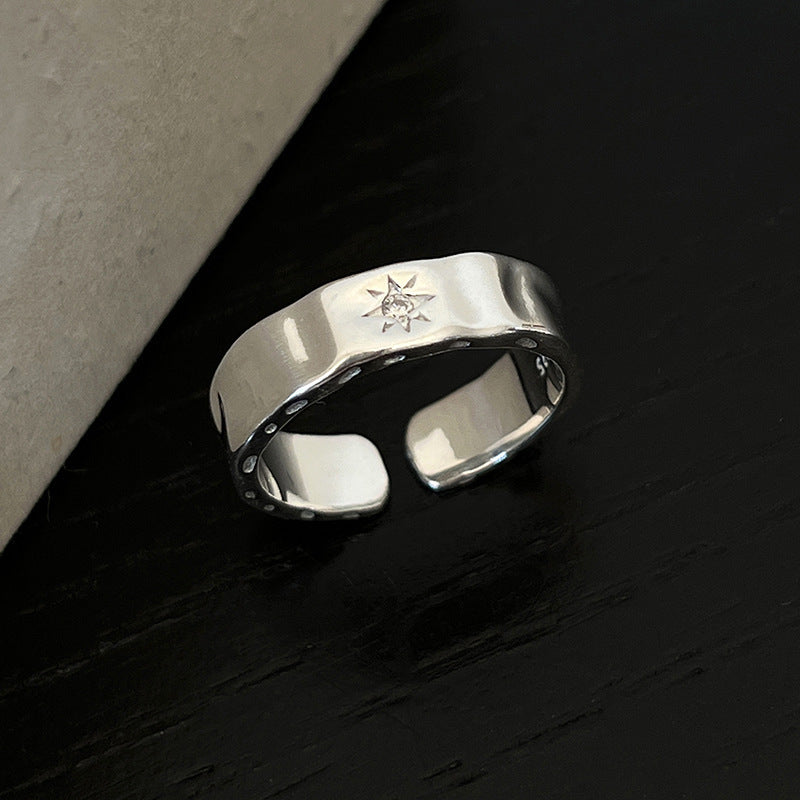 925 silver plated Star light zircon irregular Ring