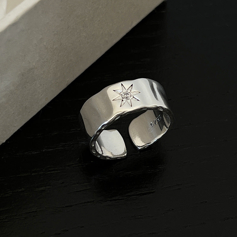 925 silver plated Star light zircon irregular Ring