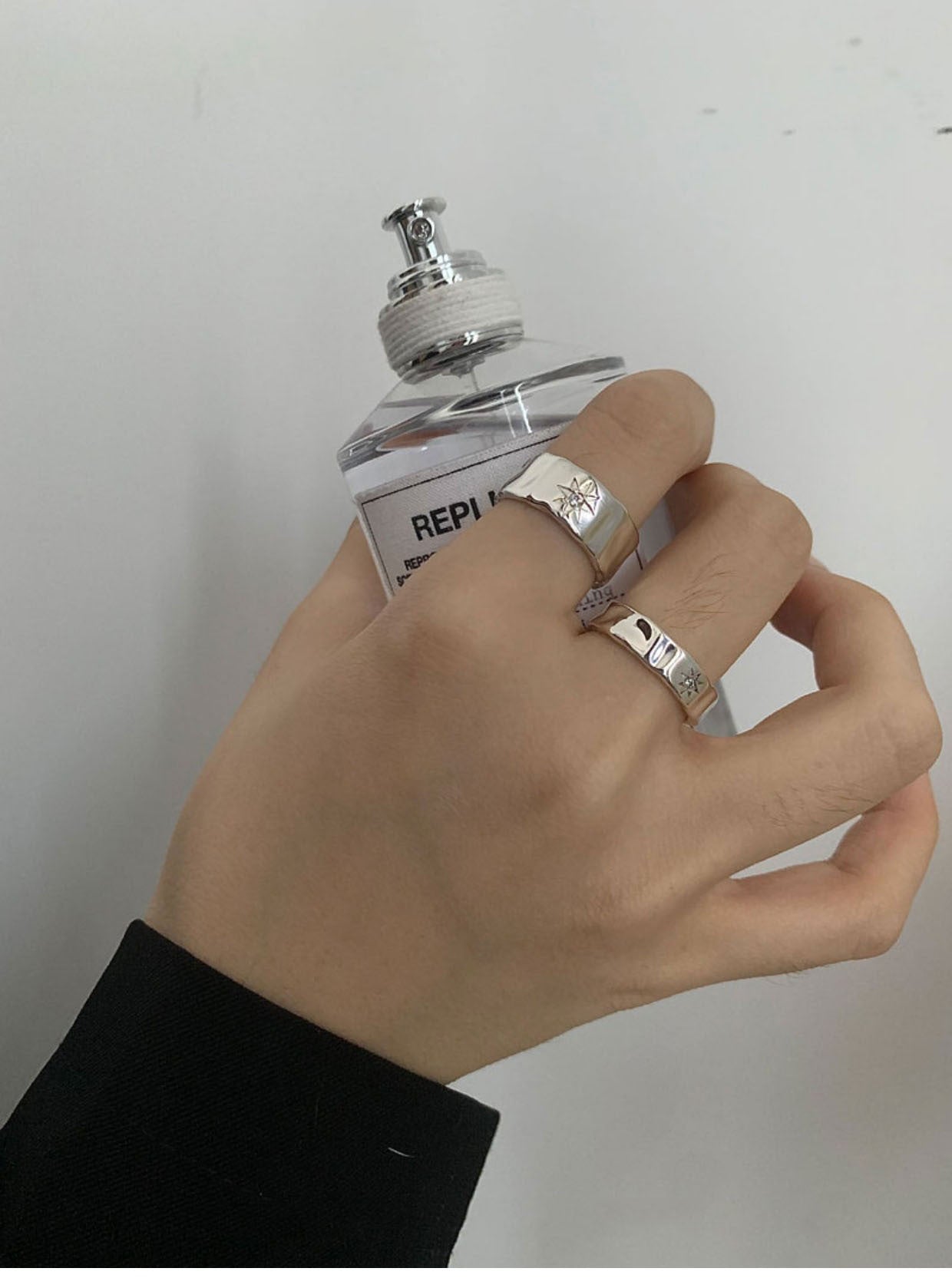 925 silver plated Star light zircon irregular Ring