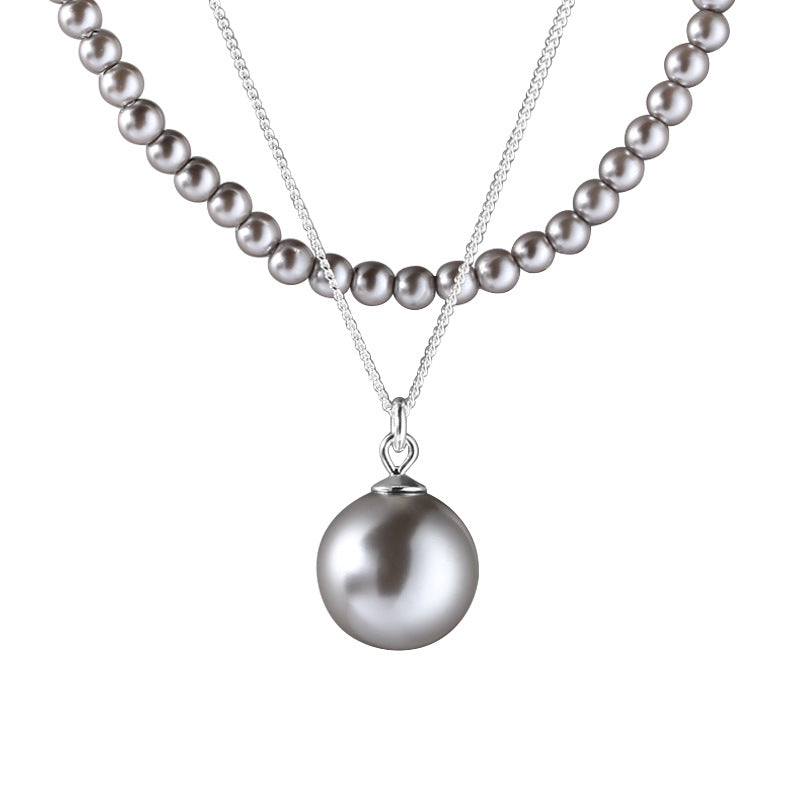 925 Silver double-layerd pearl necklace