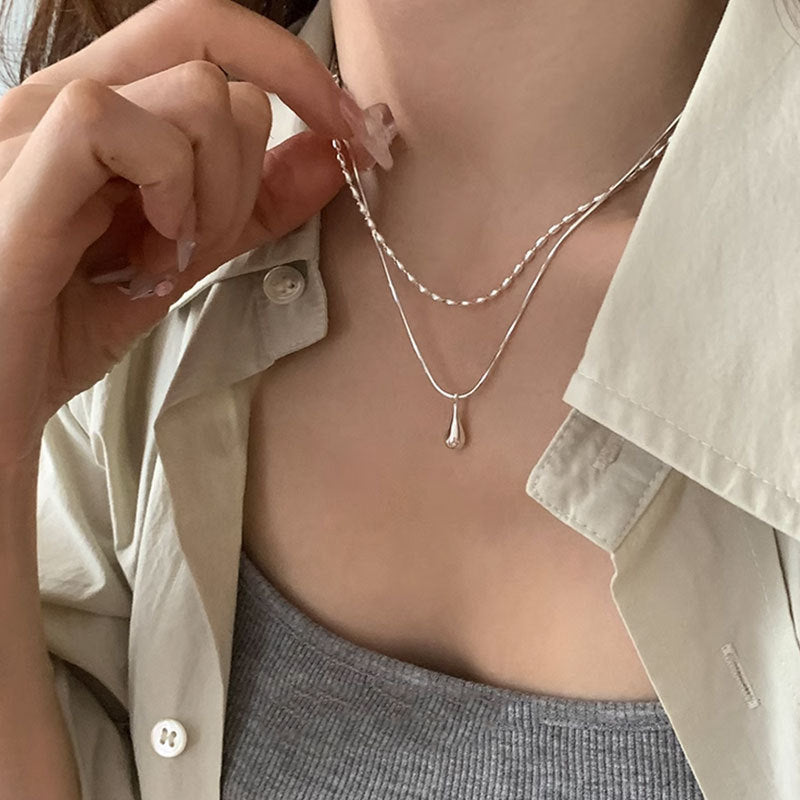 Double-Layer Teardrop Pendant Necklace