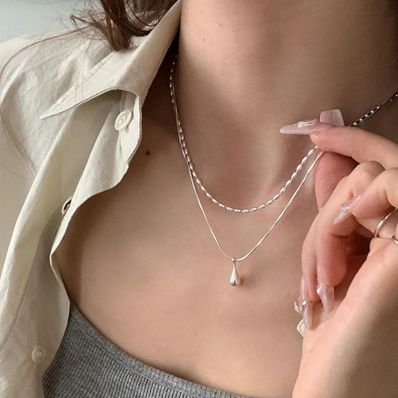 Double-Layer Teardrop Pendant Necklace