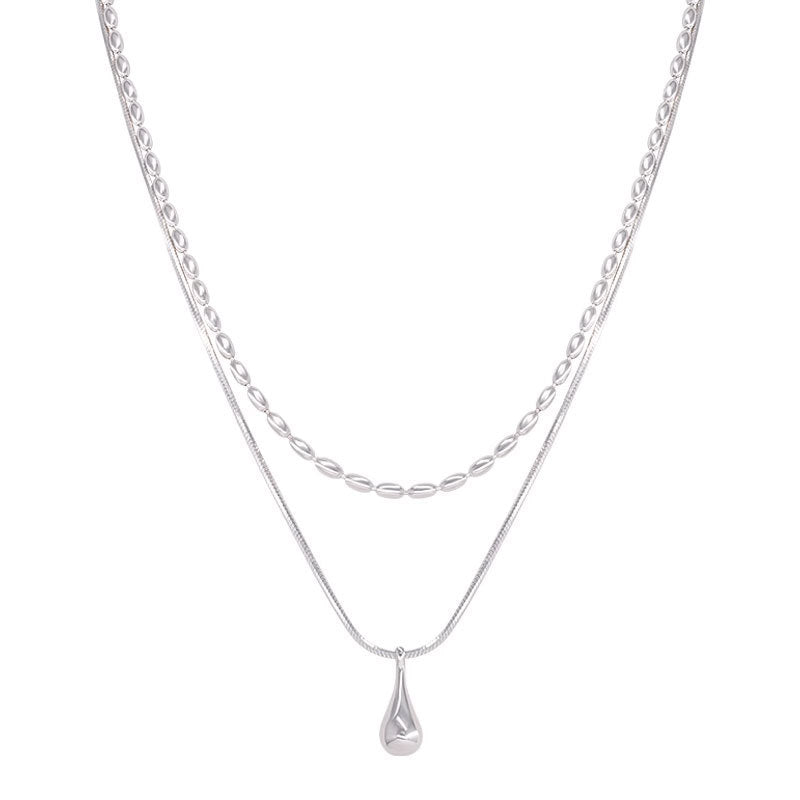 Double-Layer Teardrop Pendant Necklace