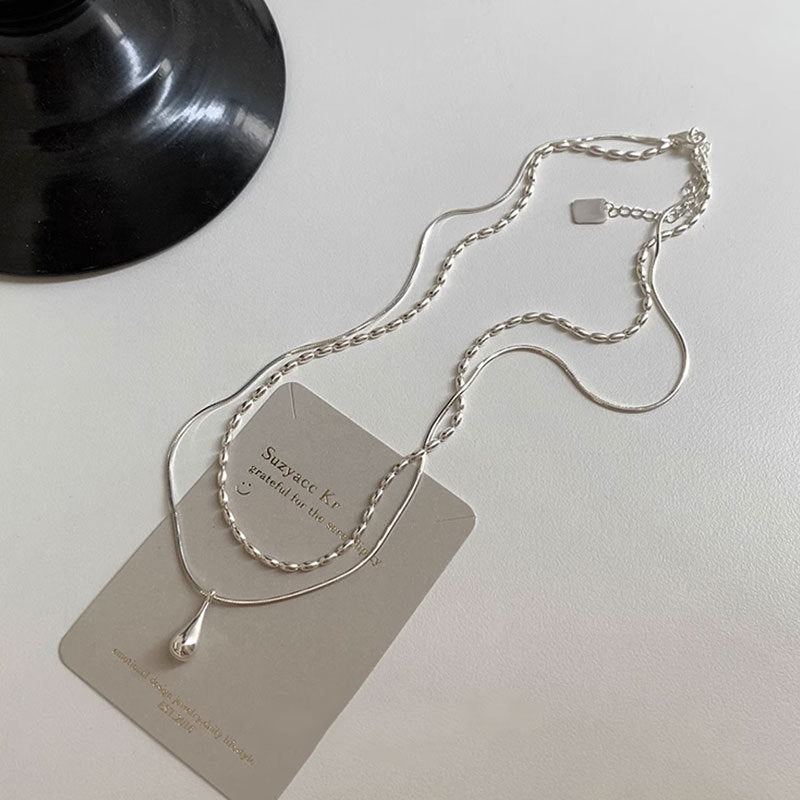 Double-Layer Teardrop Pendant Necklace
