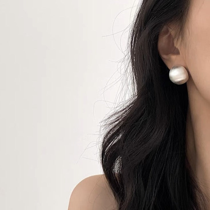 Frosted Cool White Minimalist Earrings