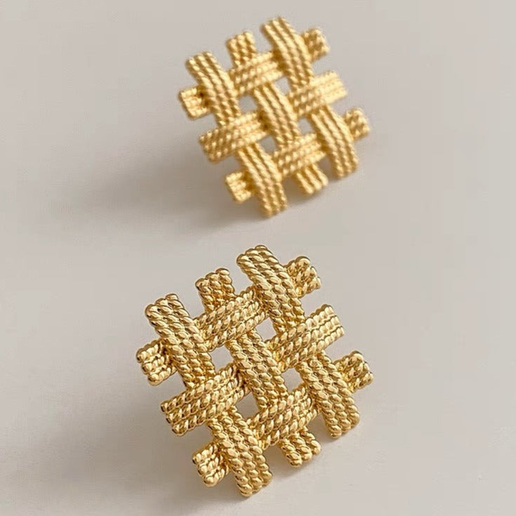Cubic Woven Grid Earrings