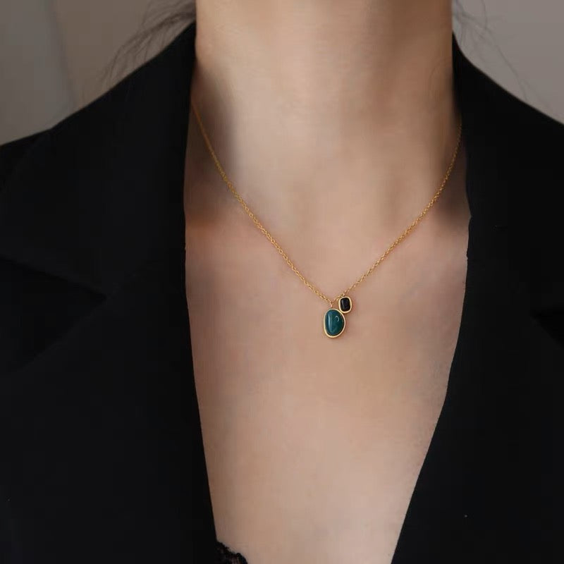 Black & Green Agate Necklace