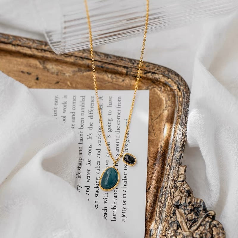 Black & Green Agate Necklace