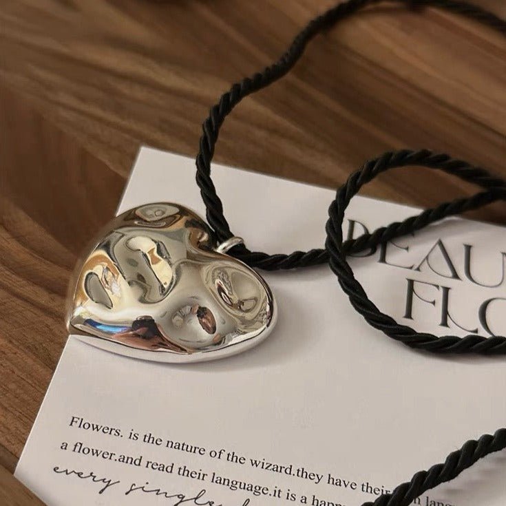 Textured Heart Pendant Necklace