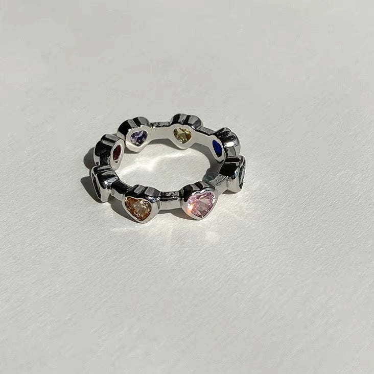 Colorful Hearts Open Ring