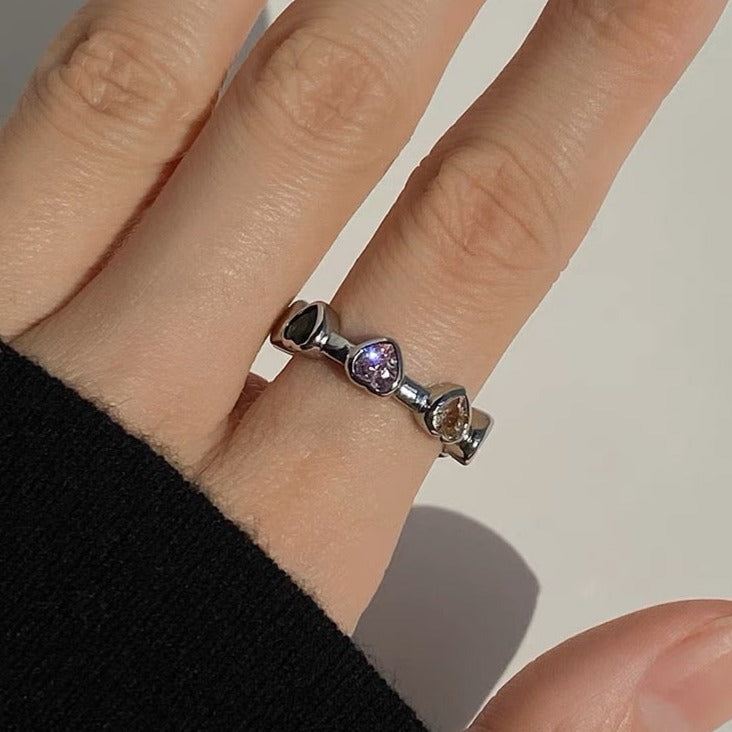 Colorful Hearts Open Ring