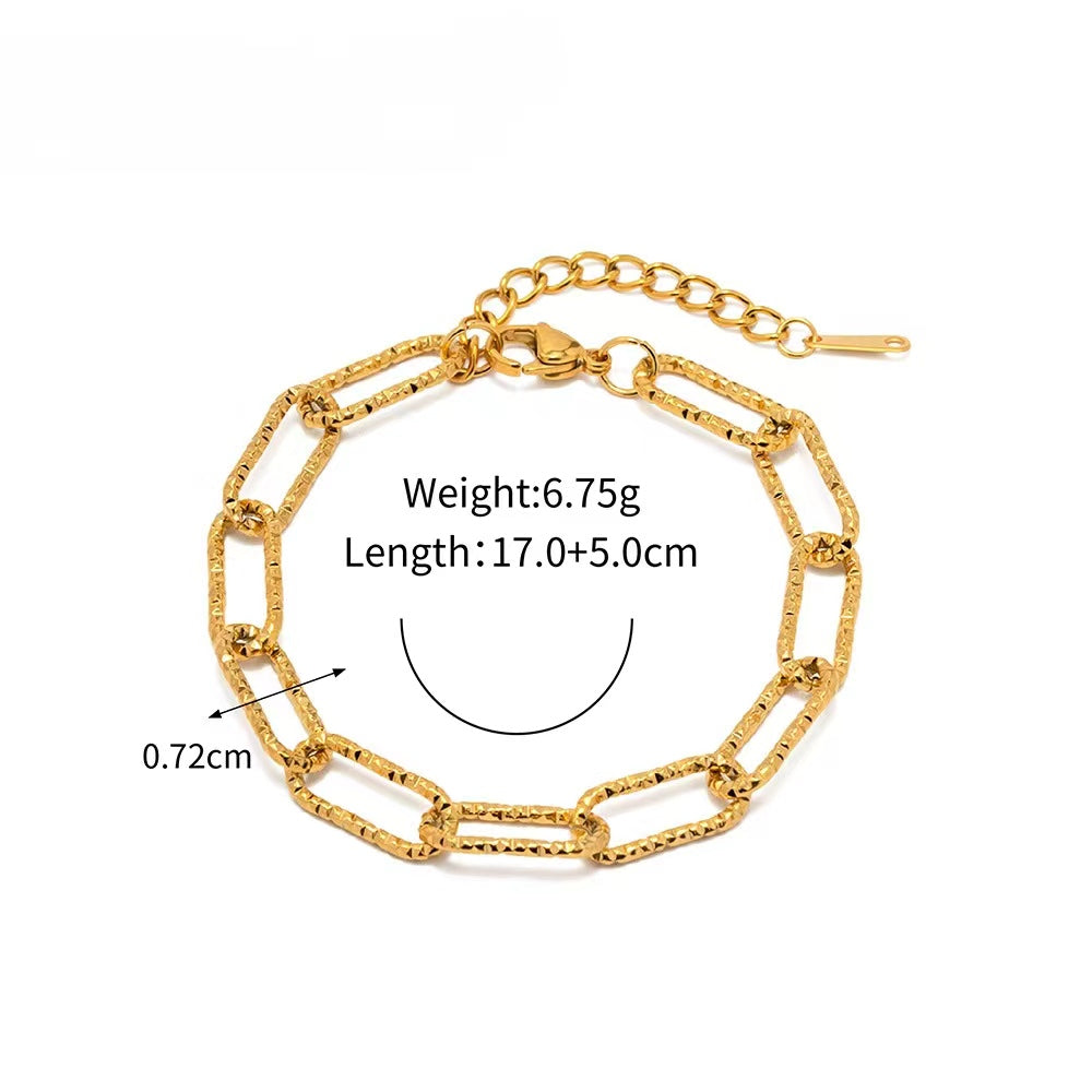 18k gold-plated square chain bracelet & necklaces