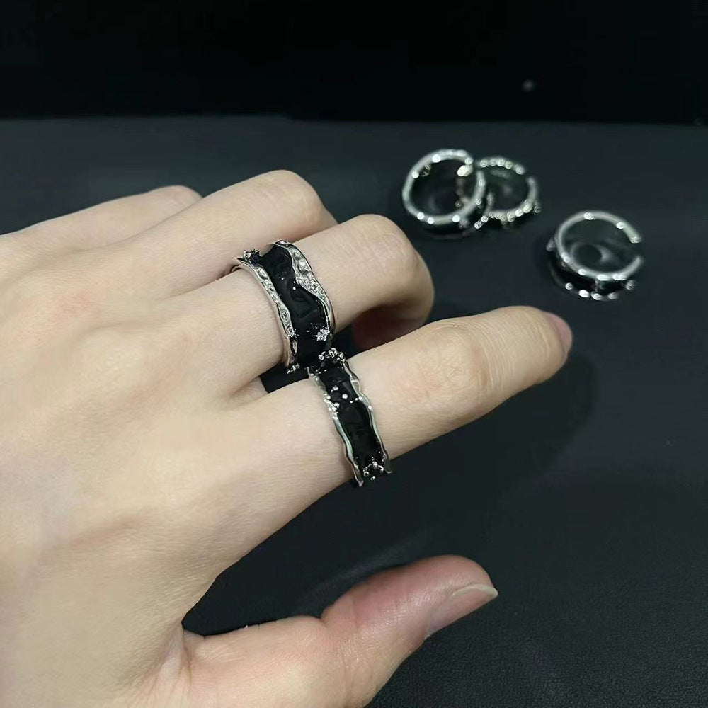 925 Silver  Modern Black Ring