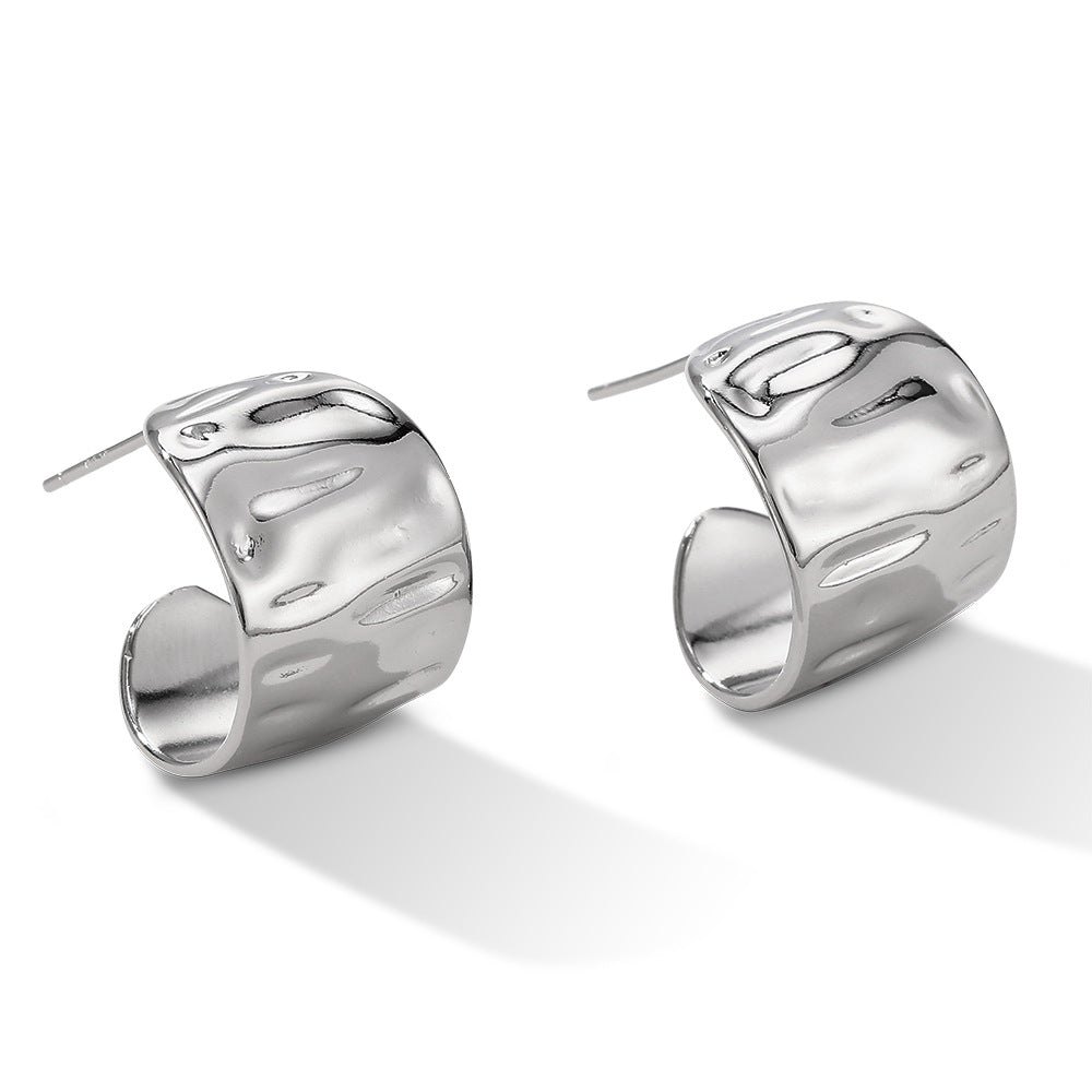 925 Silver Studs With  textured crescent shape stud earrings