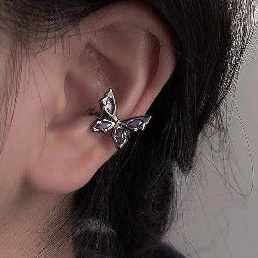 Dark Purple Butterfly Ear Cuff