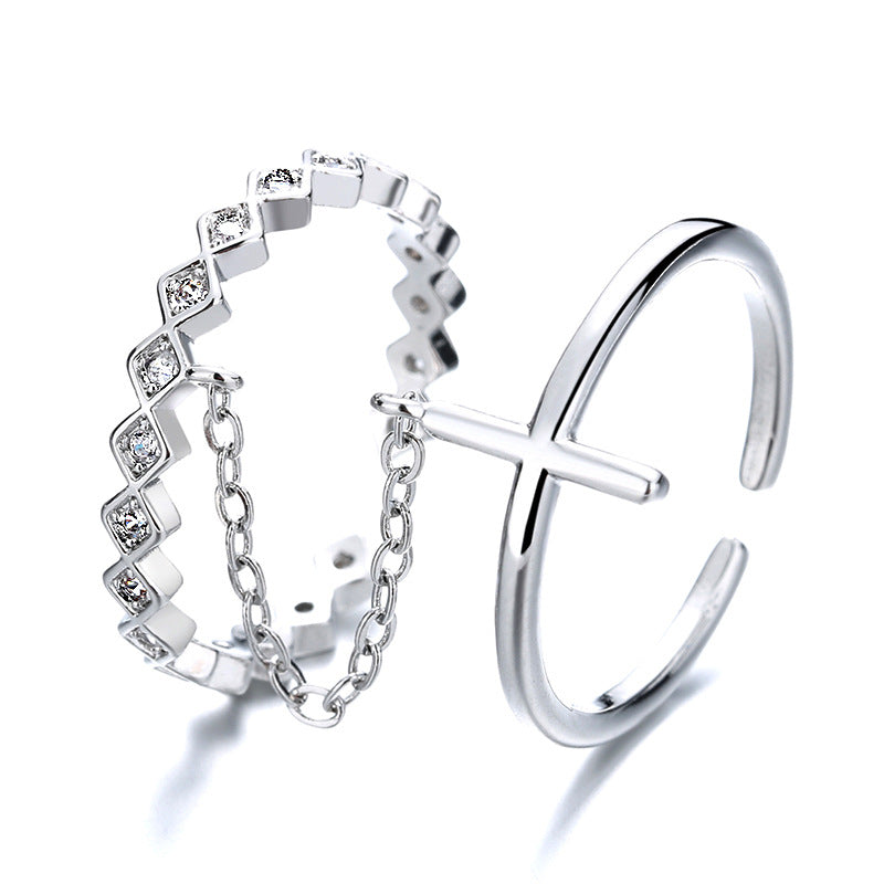 Double Cross Chain Open Ring