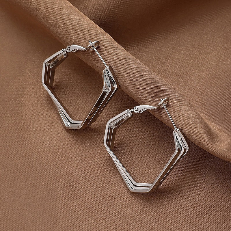 925 Silver Studs With Exaggerated Irregular Geometric Earrings