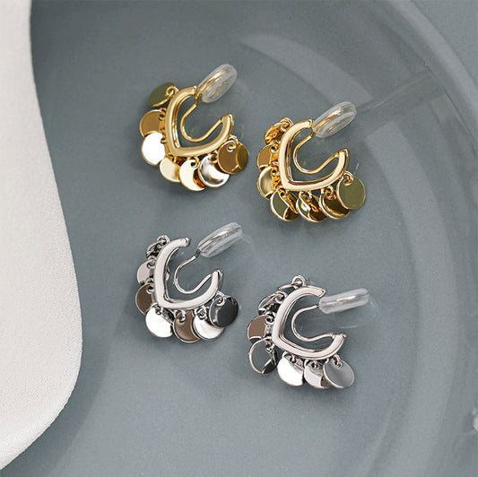 Heart-shaped Round Plates Coil Ear Clip