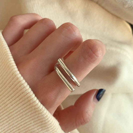 925 Silver  Minimalist Double Layered Open Ring