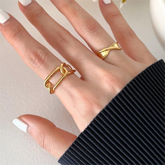 925 Silver Minimalist Geometric Chain Ring