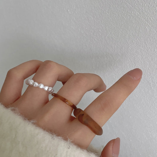 Resin 3pc Pearl Ring Set