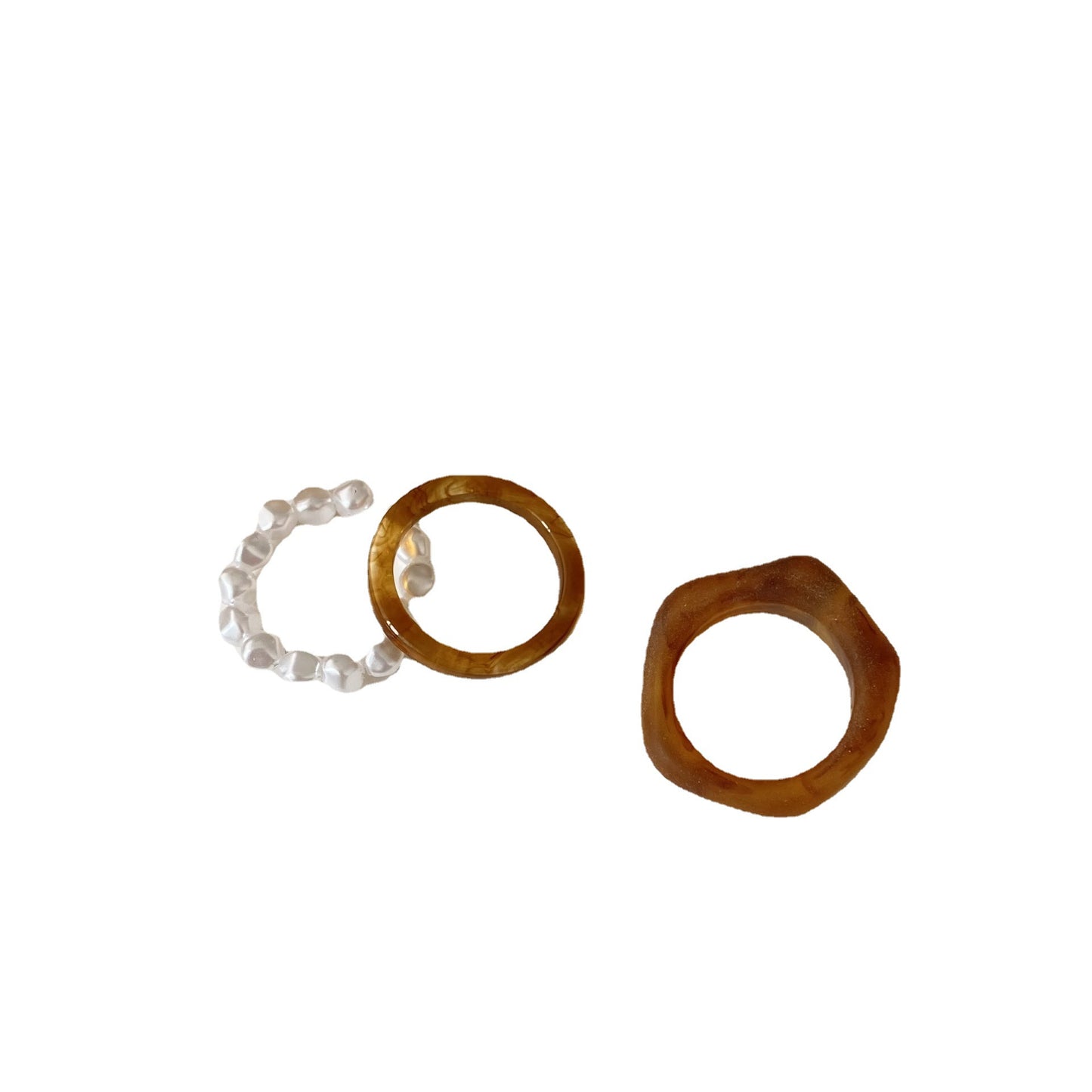 Resin 3pc Pearl Ring Set
