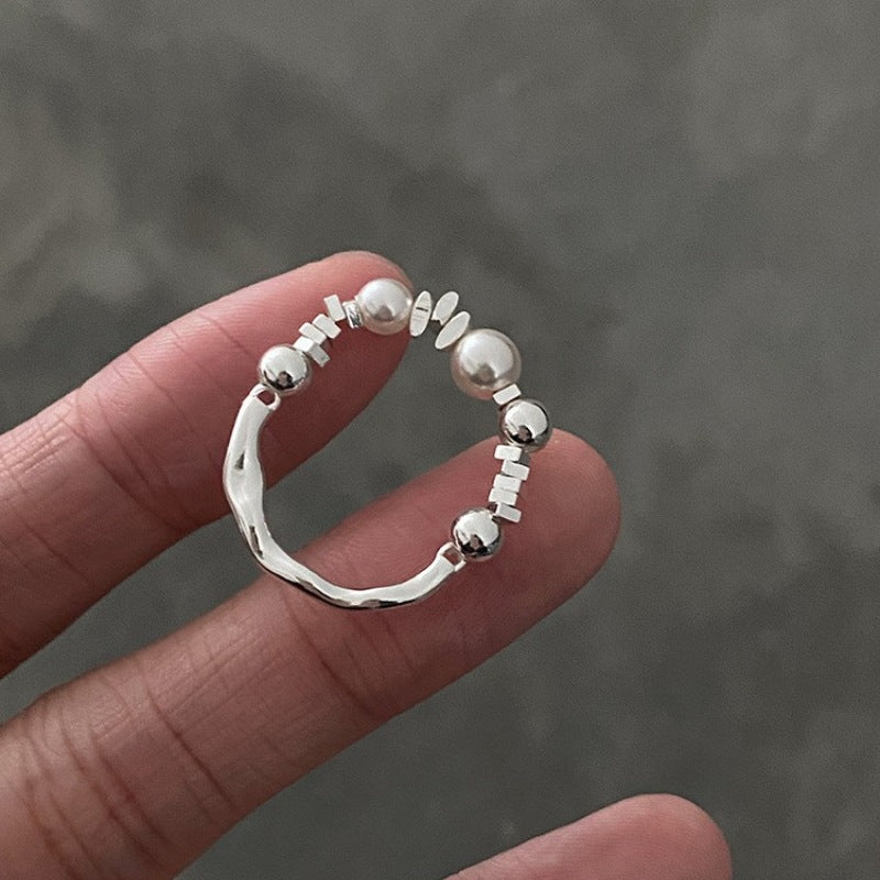 925 Silver  with pearl elastic Index finger ring