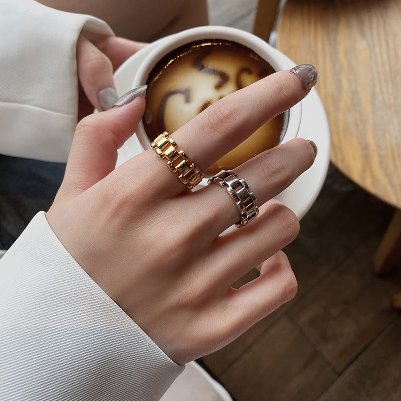 Vintage Watch Chain Punk Style Ring