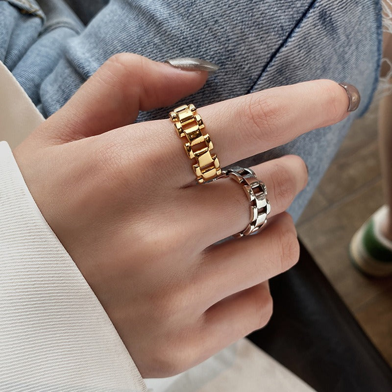 Vintage Watch Chain Punk Style Ring