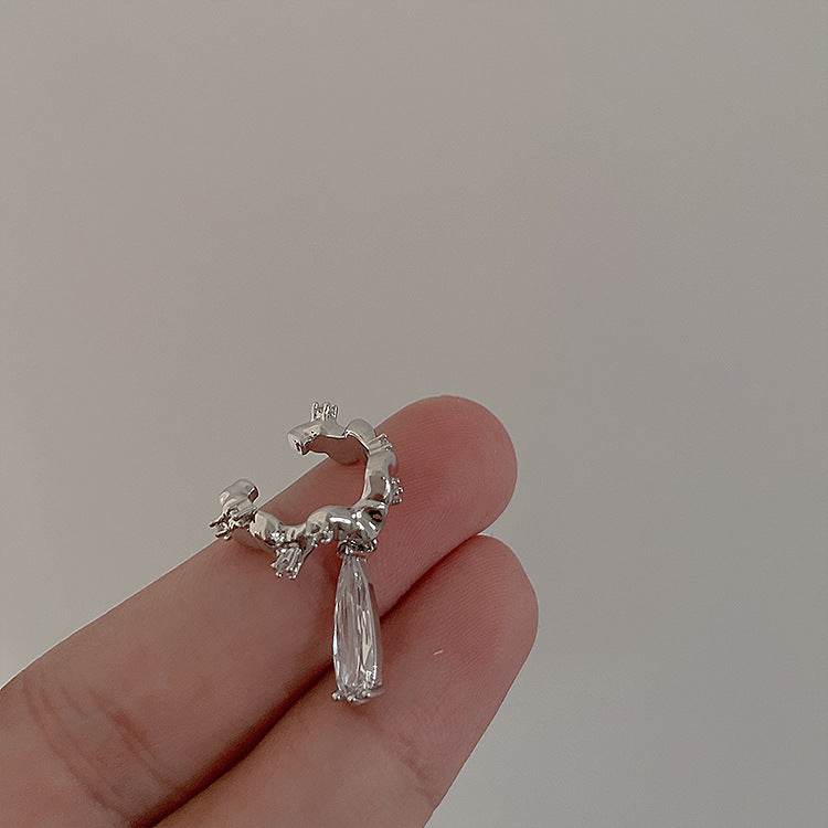 Metal Drop Crystal Inlaid Ear Cuff
