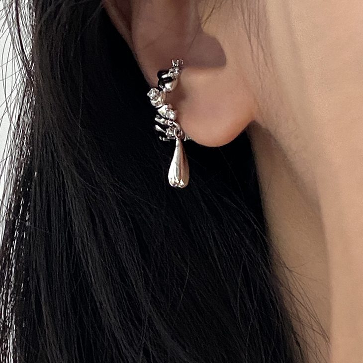 Metal Drop Crystal Inlaid Ear Cuff