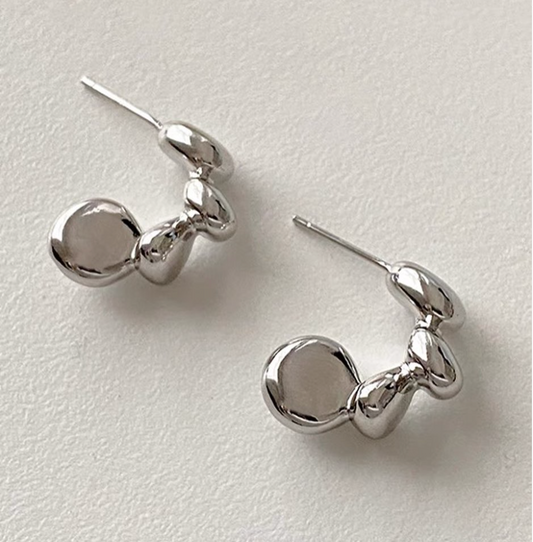 925 Silver Studs with C Shape Earrings