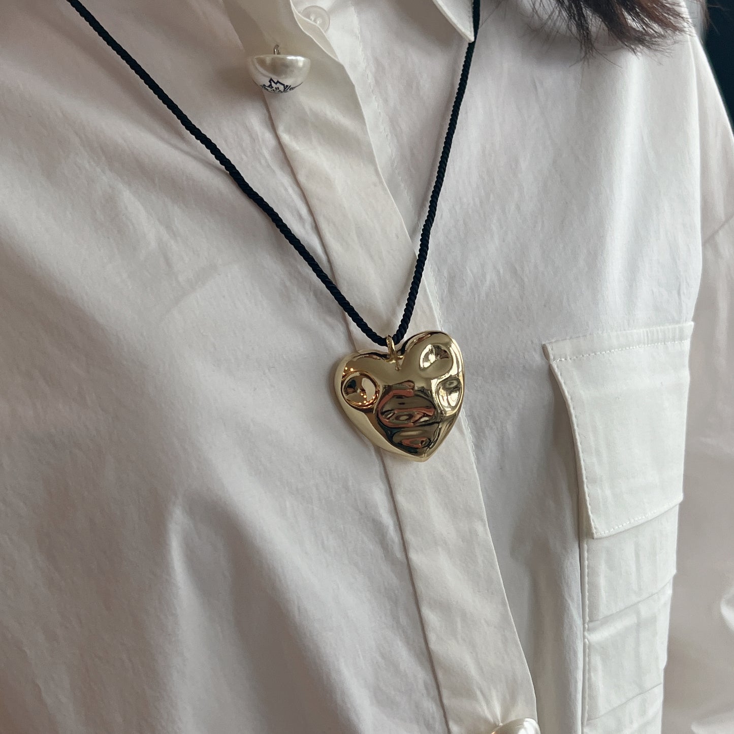 Textured Heart Pendant Necklace