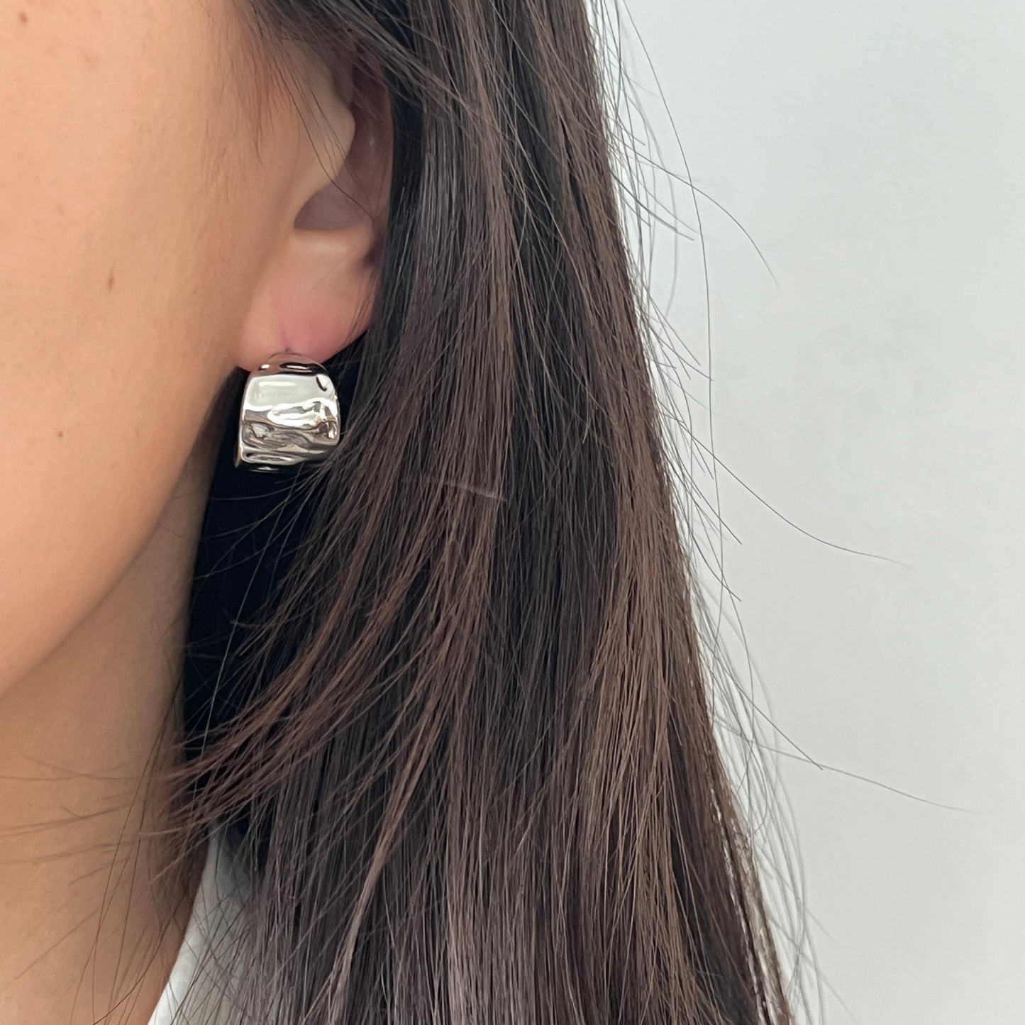 925 Silver Studs With  textured crescent shape stud earrings