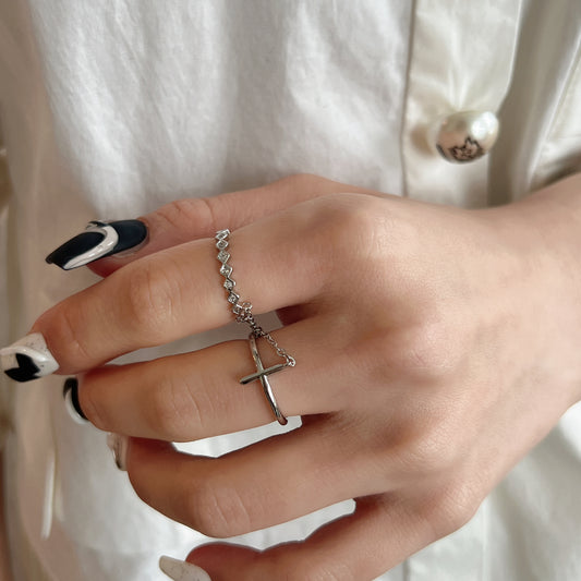 Double Cross Chain Open Ring