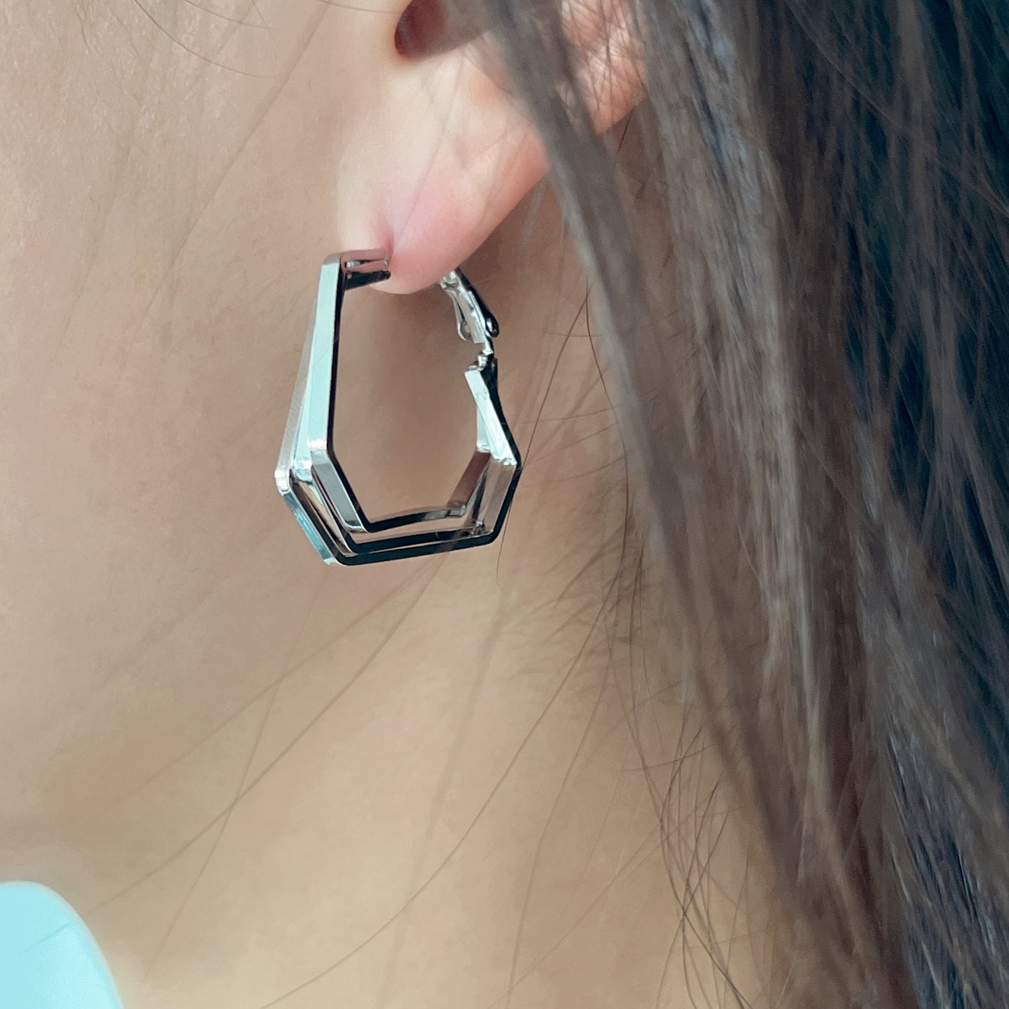 925 Silver Studs With Exaggerated Irregular Geometric Earrings