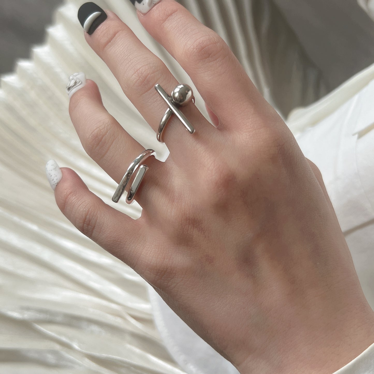 925 Silver  Minimalist Double Layered Open Ring