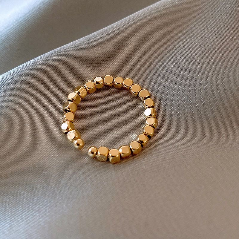 Golden Beads Open Ring