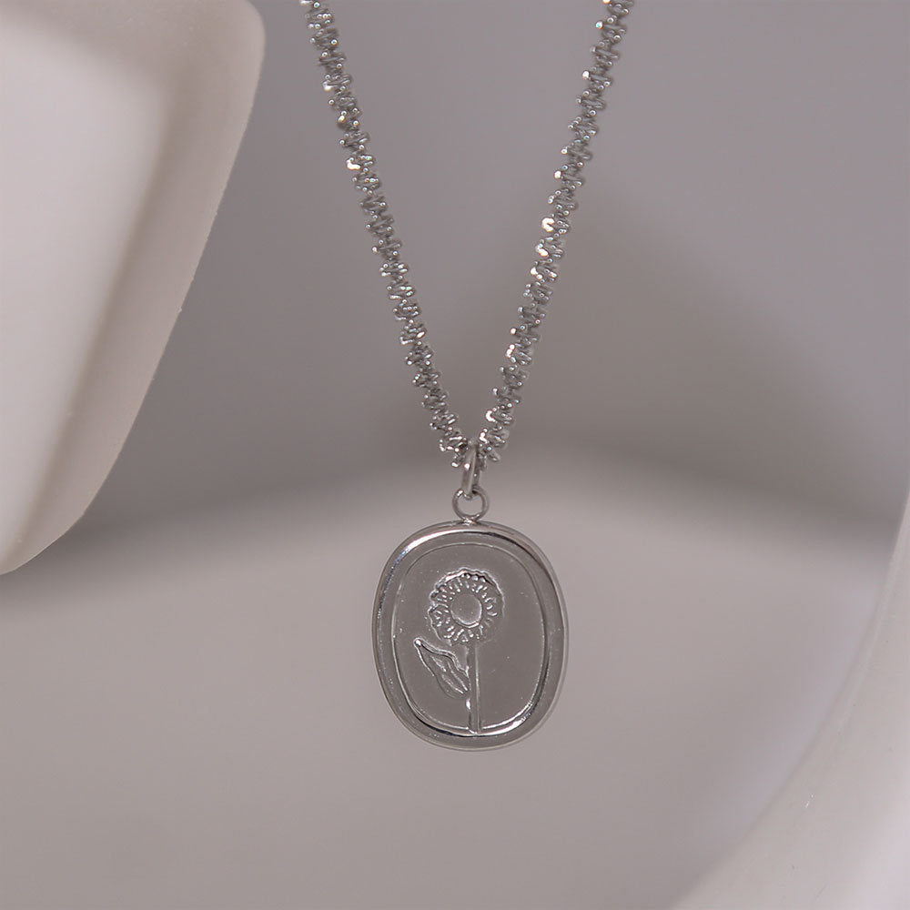 Vintage French Floral Relief Necklace