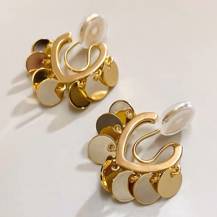 Heart-shaped Round Plates Coil Ear Clip