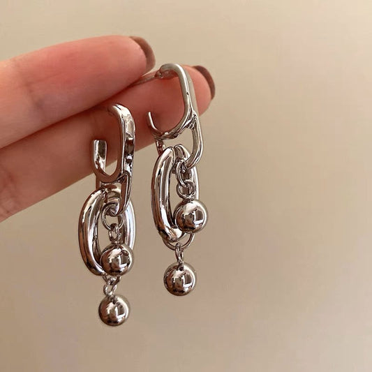 925 Silver Studs With Circle & Beads Earrings