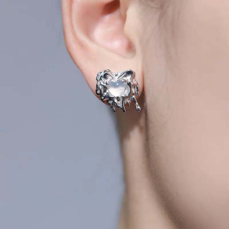 Asymmetric Melted Metal Heart Earrings
