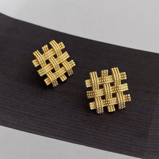 Cubic Woven Grid Earrings