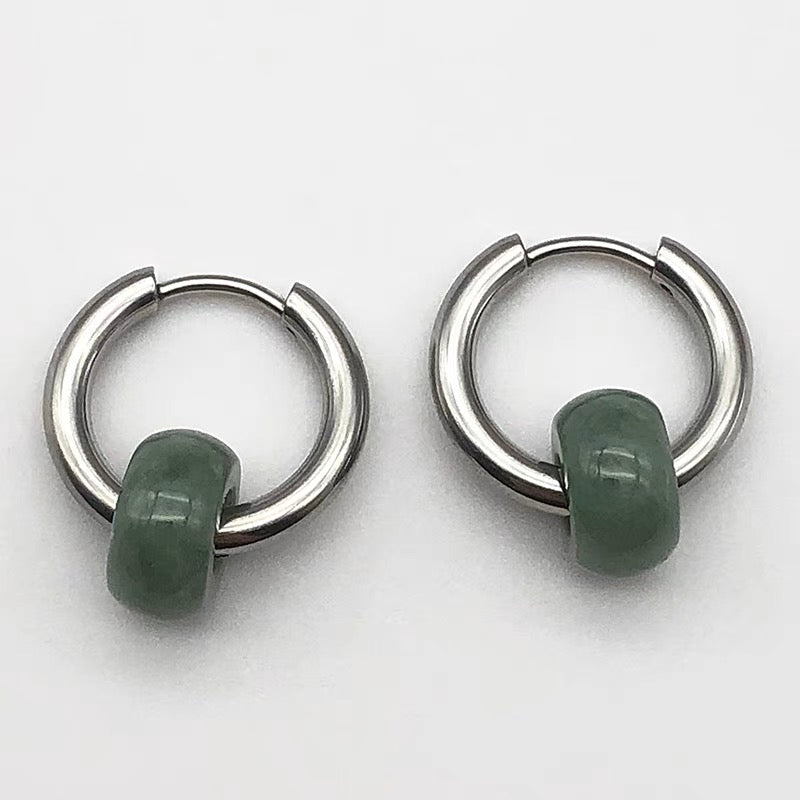 Multi-Style Natural Smoky-Green Stone Earrings