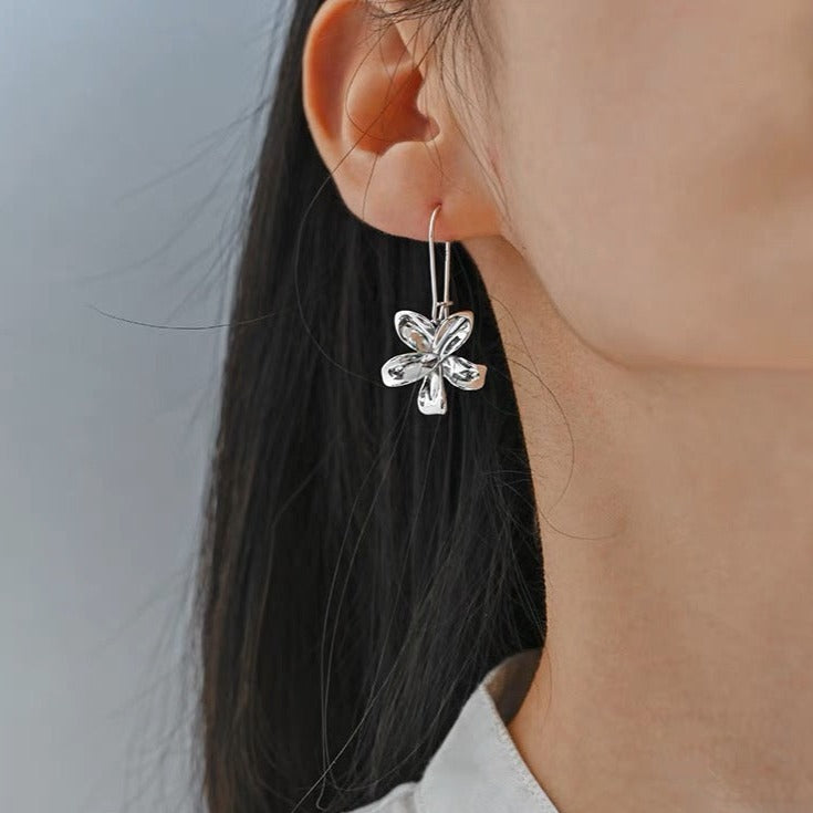 Minimalist Silver Flower Earrings